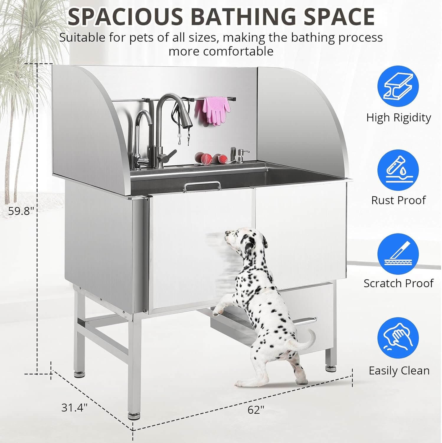 Garvee Stainless Steel Dog Wash Station Grooming Bathing Tub