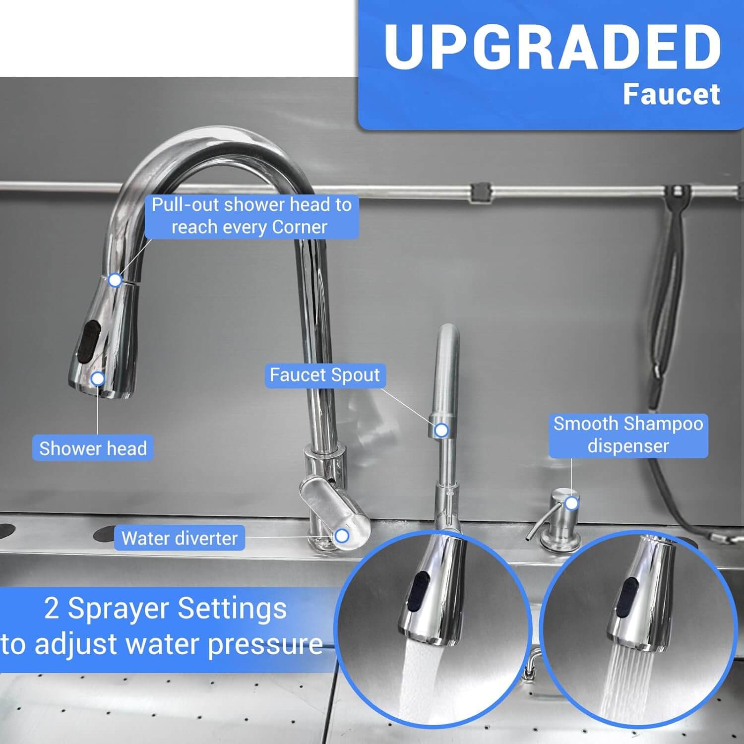 Garvee Stainless Steel Dog Wash Station Grooming Bathing Tub