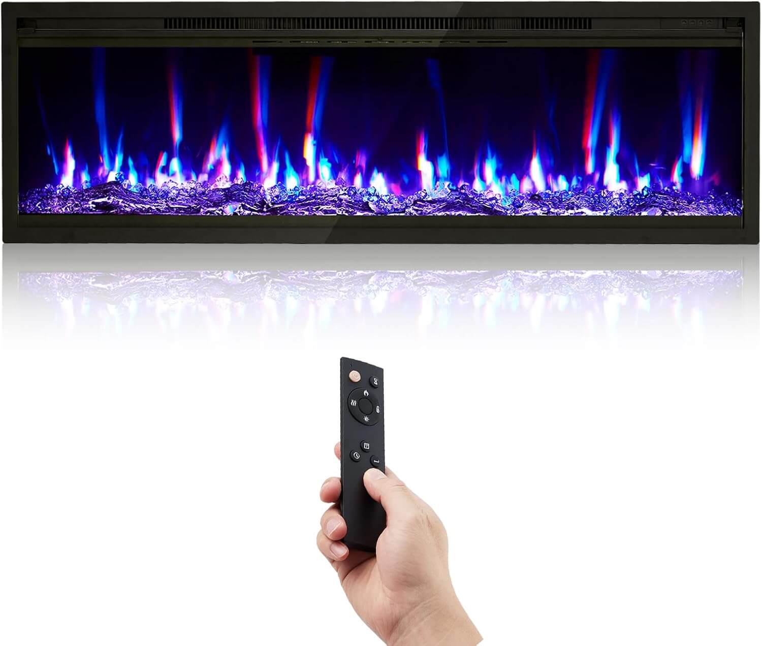 Garvee Wall Mounted/Recessed Electric Fireplace, Remote Control
