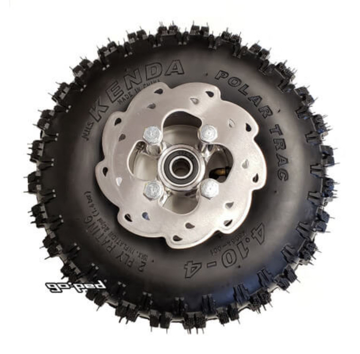Go-Ped Replacement POLAR TRAC FRONT WHEEL ASSEMBLY (216130100) for RIOT, Trail Ripper Gas Scooters
