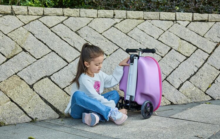 GoPowerBike GoVoyage 3-Wheel 2-In-1 Kids' Luggage Scooter, Light-Up Wheels