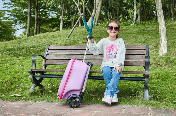 GoPowerBike GoVoyage 3-Wheel 2-In-1 Kids' Luggage Scooter, Light-Up Wheels