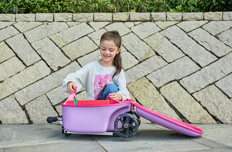 GoPowerBike GoVoyage 3-Wheel 2-In-1 Kids' Luggage Scooter, Light-Up Wheels