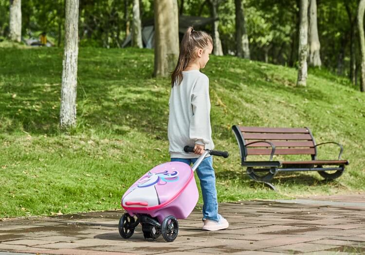 GoPowerBike GoVoyage 3-Wheel 2-In-1 Kids' Luggage Scooter, Light-Up Wheels