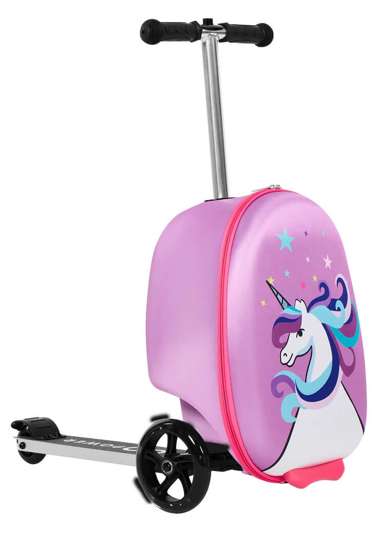 GoPowerBike GoVoyage 3-Wheel 2-In-1 Kids' Luggage Scooter, Light-Up Wheels