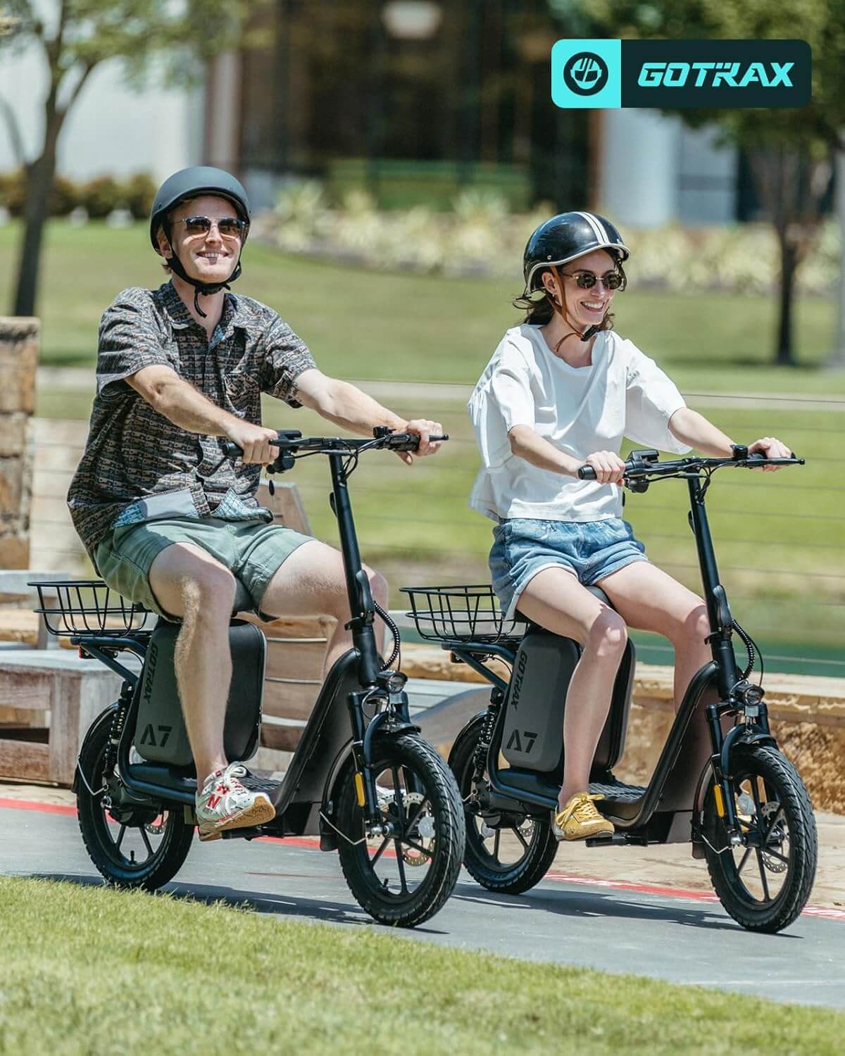 Gotrax A7 500W Dual Suspension Electric Scooter with Seat, Rear Basket