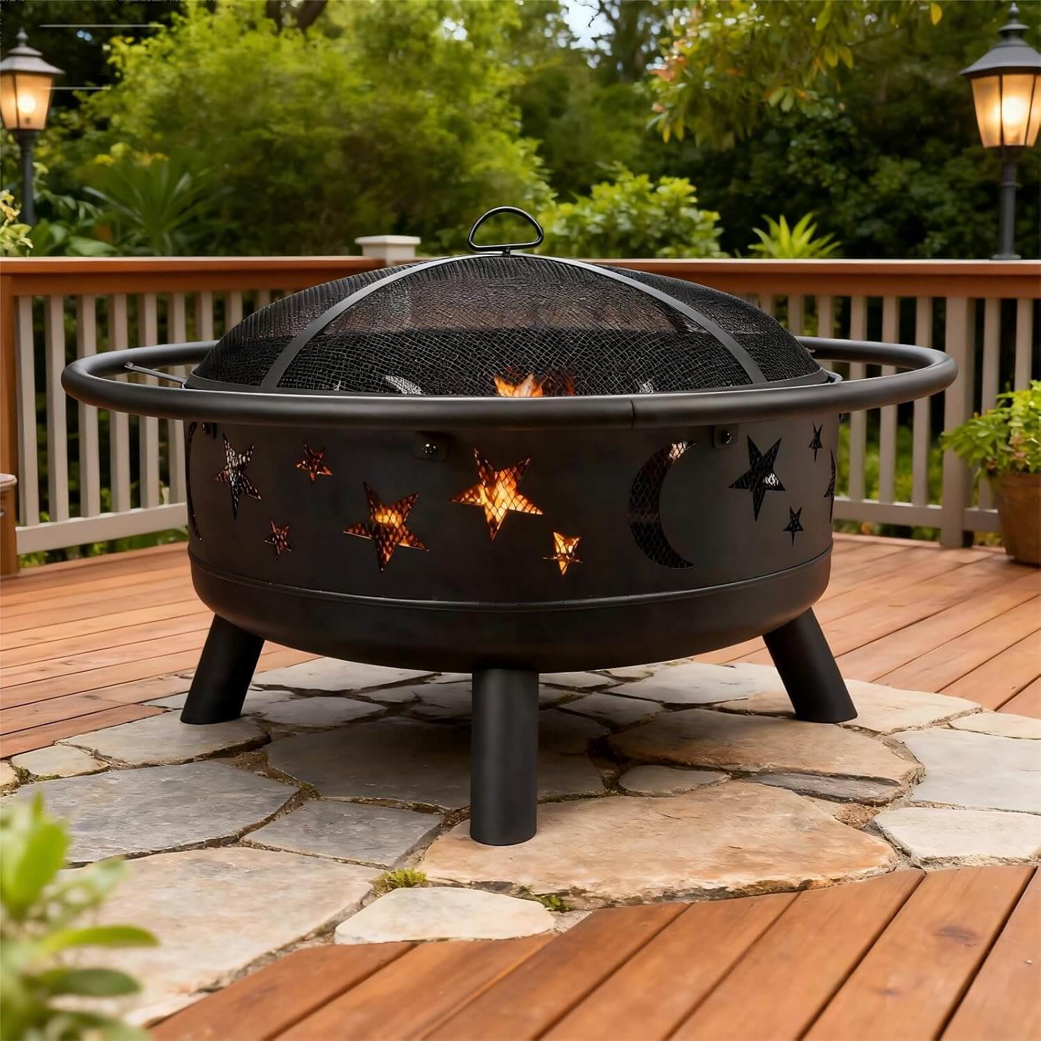 Grovelli Wood Burning Fire Pit, Mesh Cover
