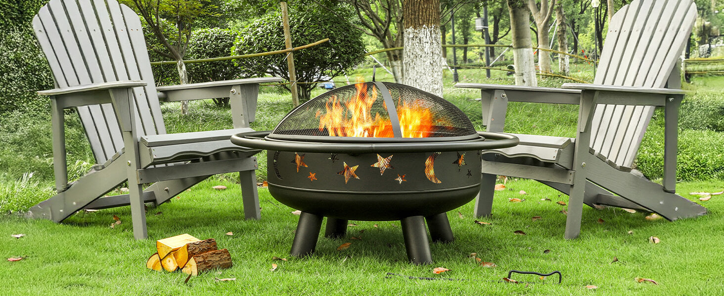 Grovelli Wood Burning Fire Pit, Mesh Cover