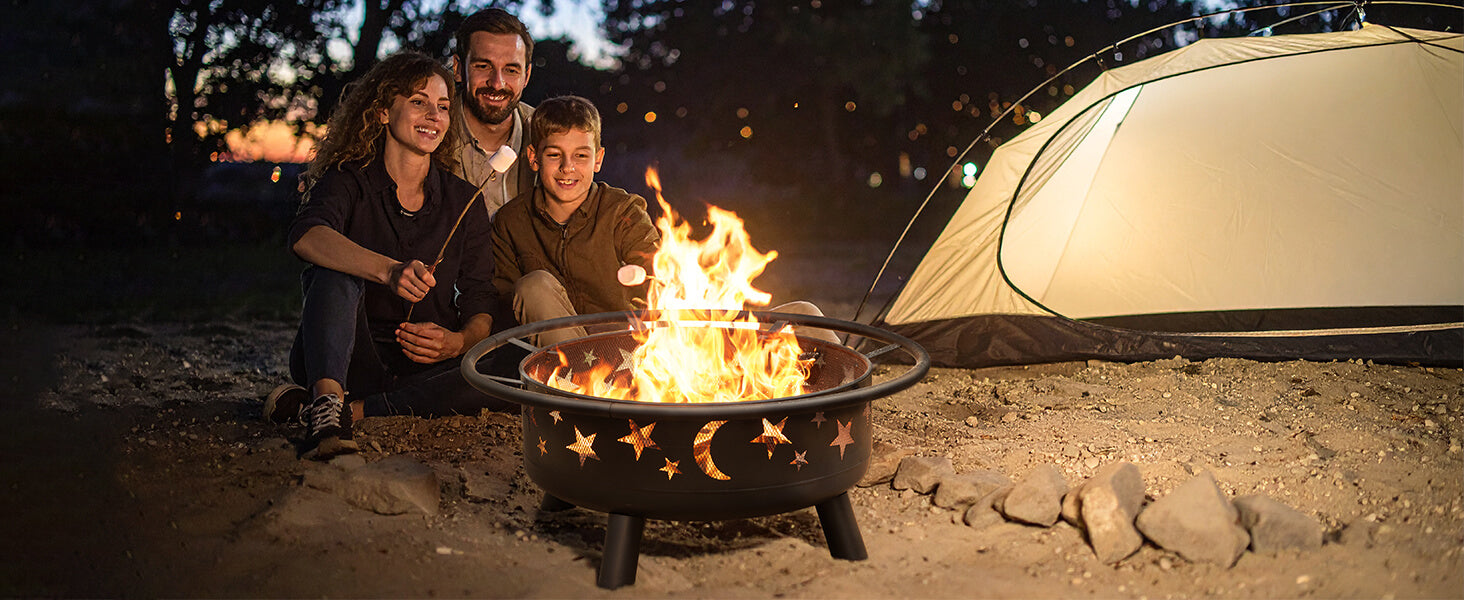 Grovelli Wood Burning Fire Pit, Mesh Cover