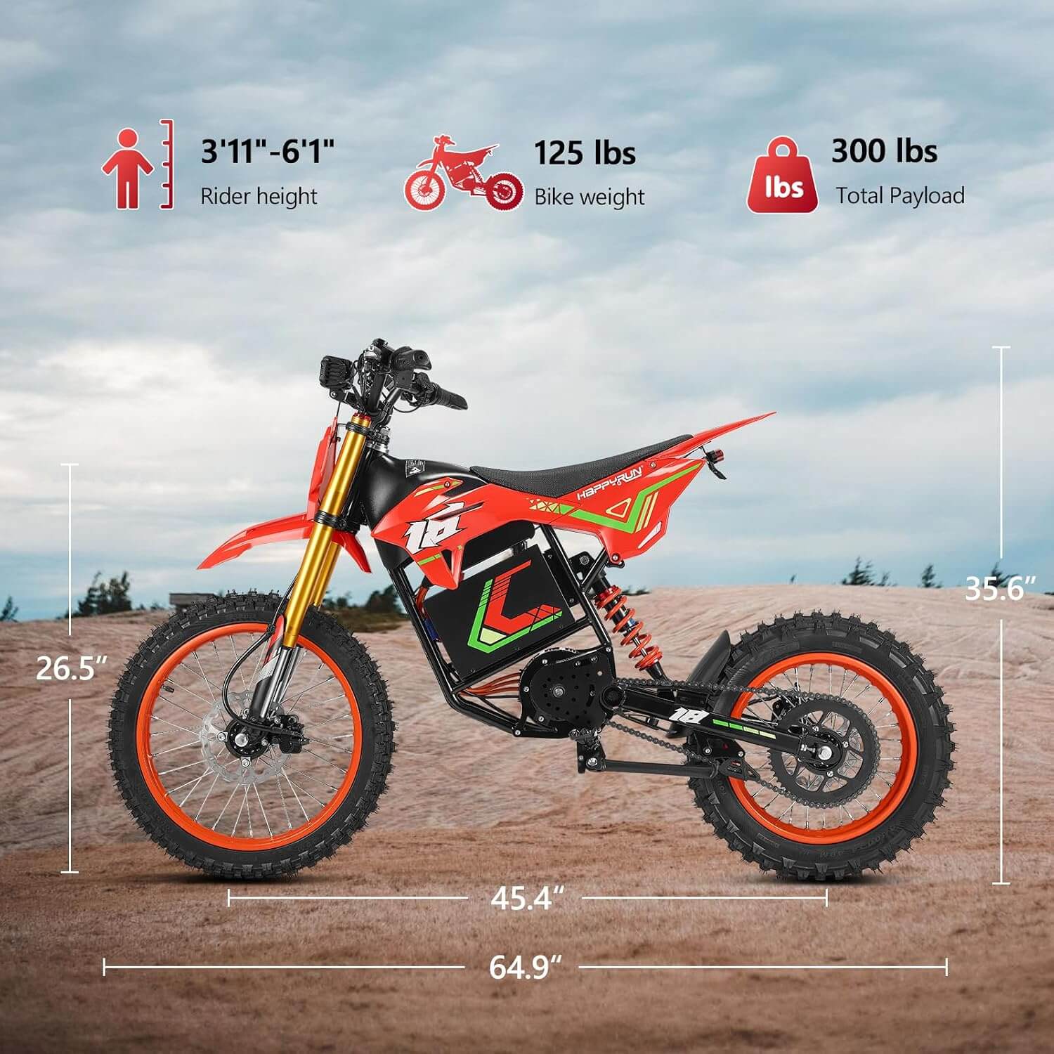HAPPYRUN F18 2.0 6000W Full Suspension Electric Dirt Bike