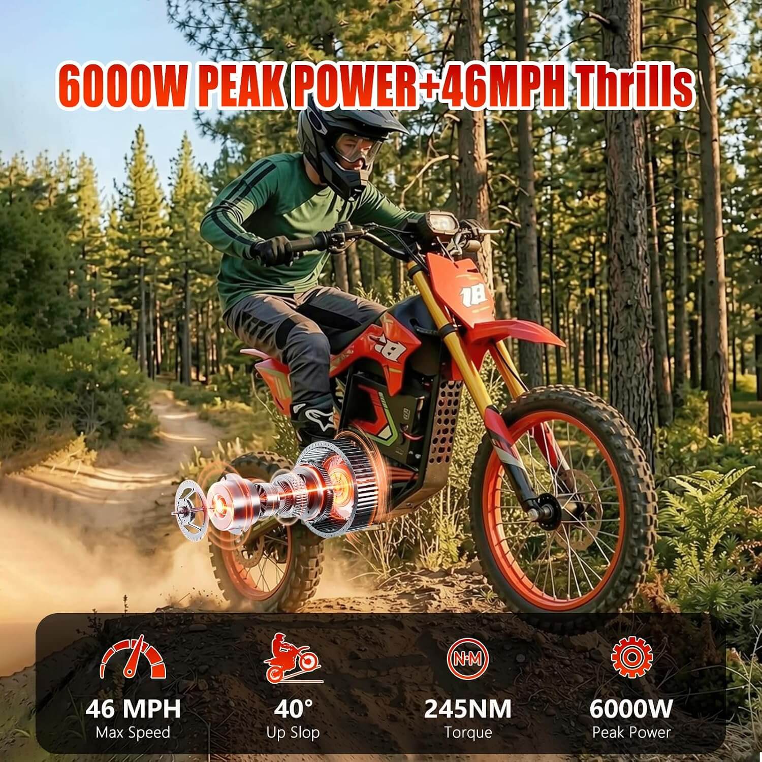 HAPPYRUN F18 2.0 6000W Full Suspension Electric Dirt Bike