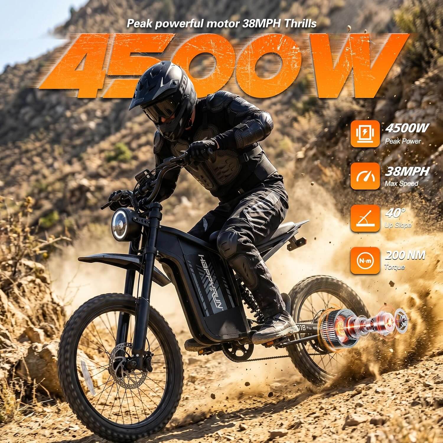 HAPPYRUN G18 PRO 4500W Full Suspension Electric Dirt Bike