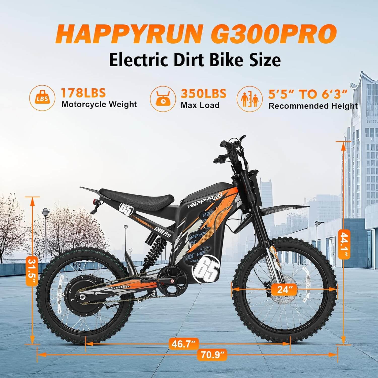 HAPPYRUN G300 Pro 6500W 72V Electric Dirt Bike