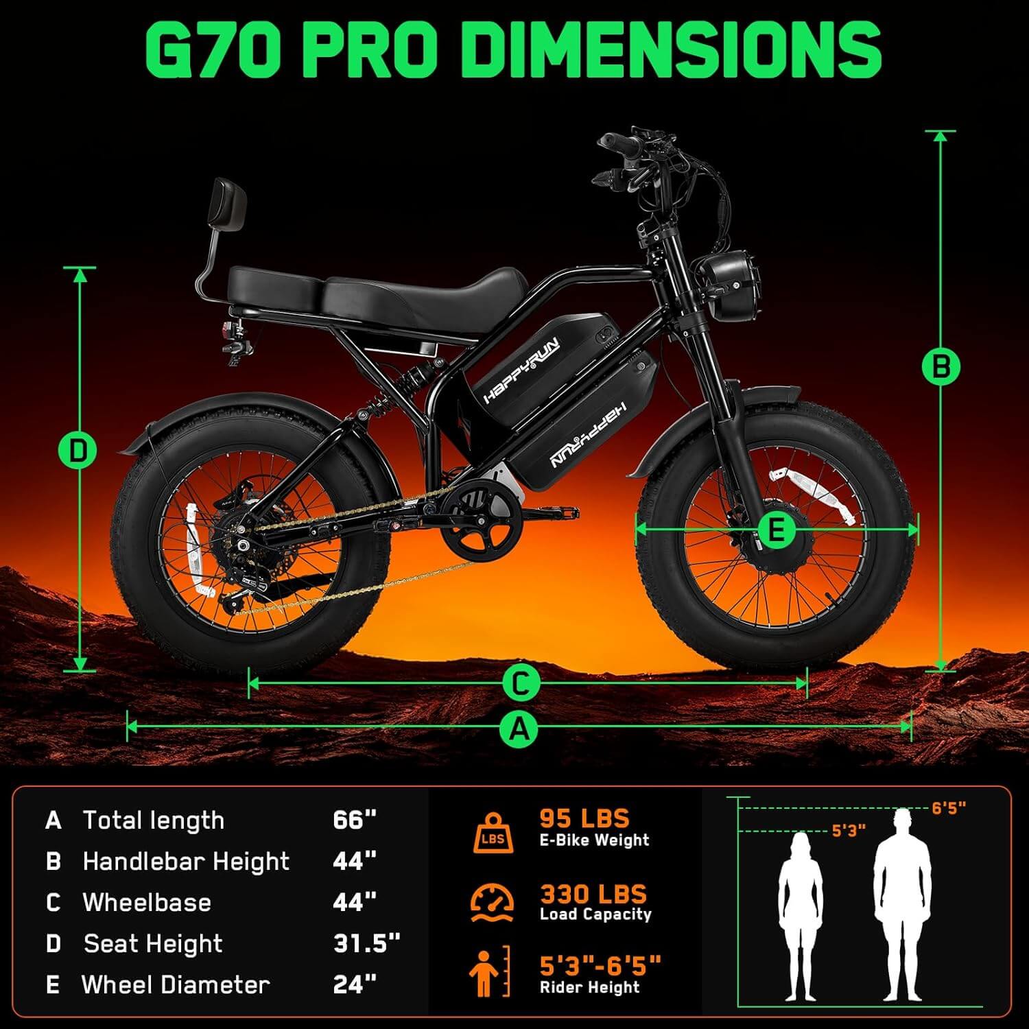 HAPPYRUN G70 Pro 5000W Dual Motor Fat Tire Electric Dirt Bike