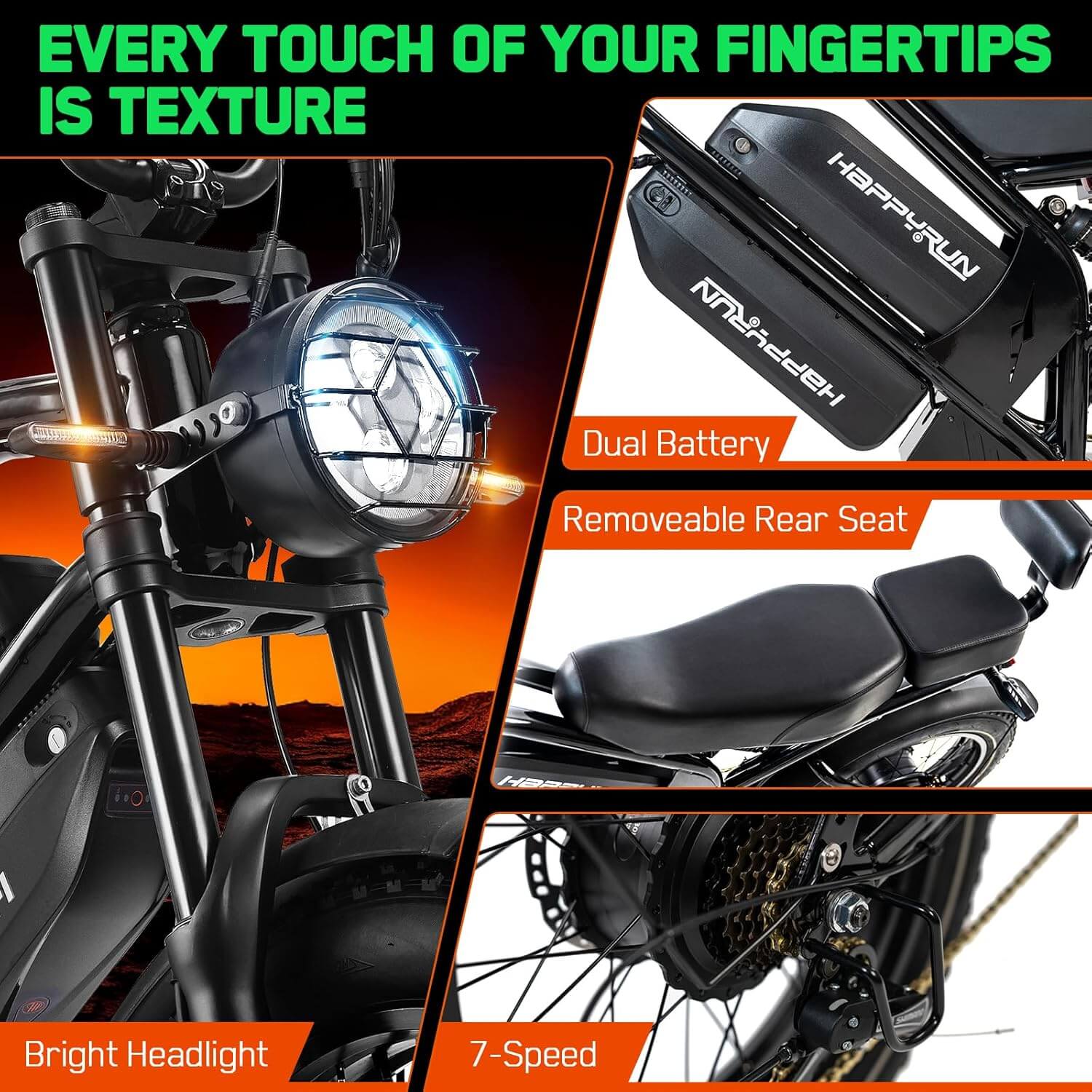HAPPYRUN G70 Pro 5000W Dual Motor Fat Tire Electric Dirt Bike