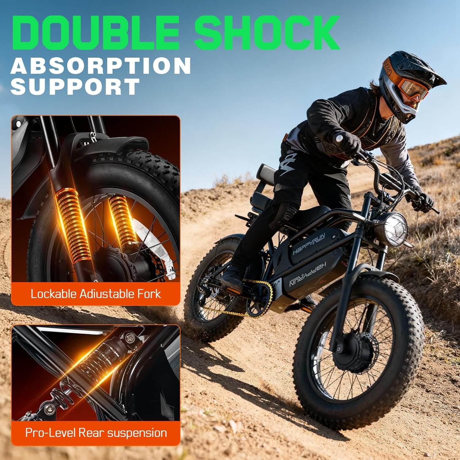 HAPPYRUN G70 Pro 5000W Dual Motor Fat Tire Electric Dirt Bike