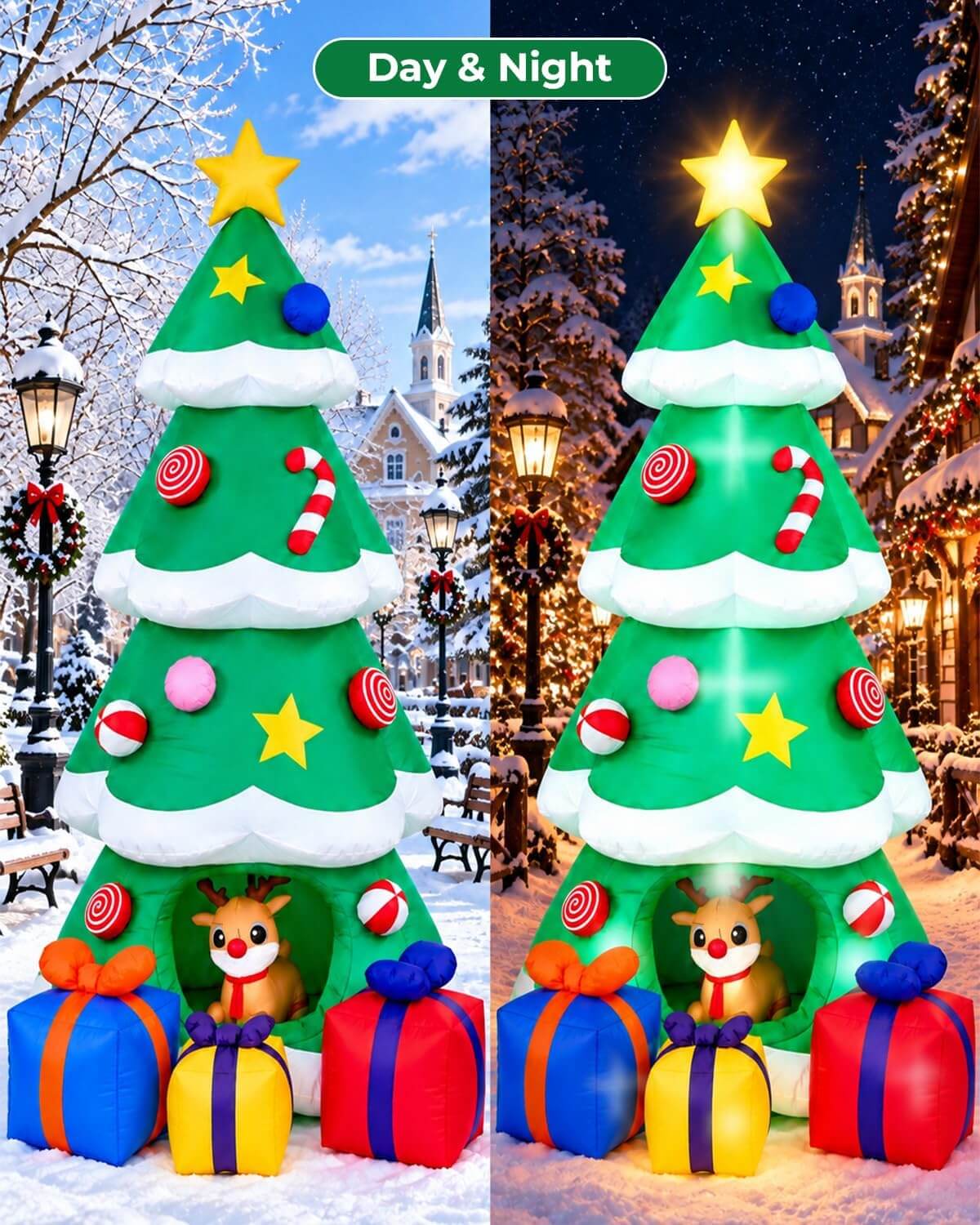 HOYWOUL 10 ft Inflatable Outdoor Christmas Tree