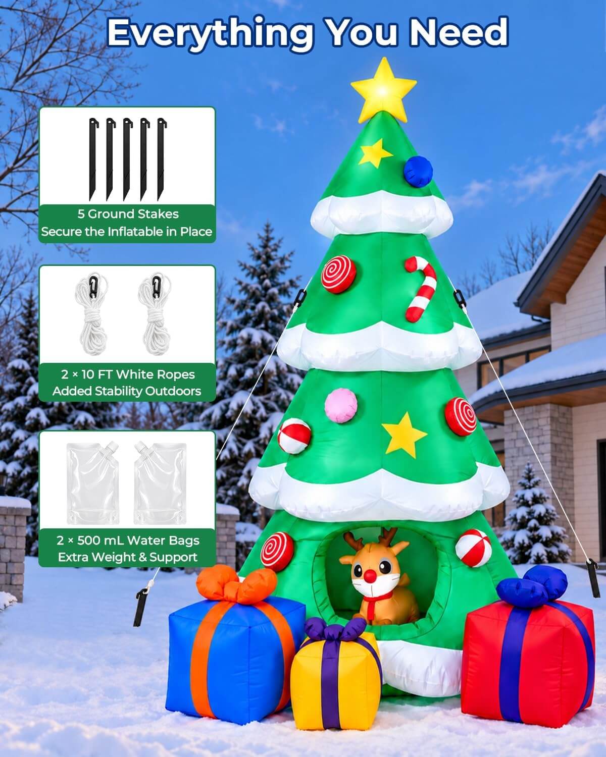 HOYWOUL 10 ft Inflatable Outdoor Christmas Tree