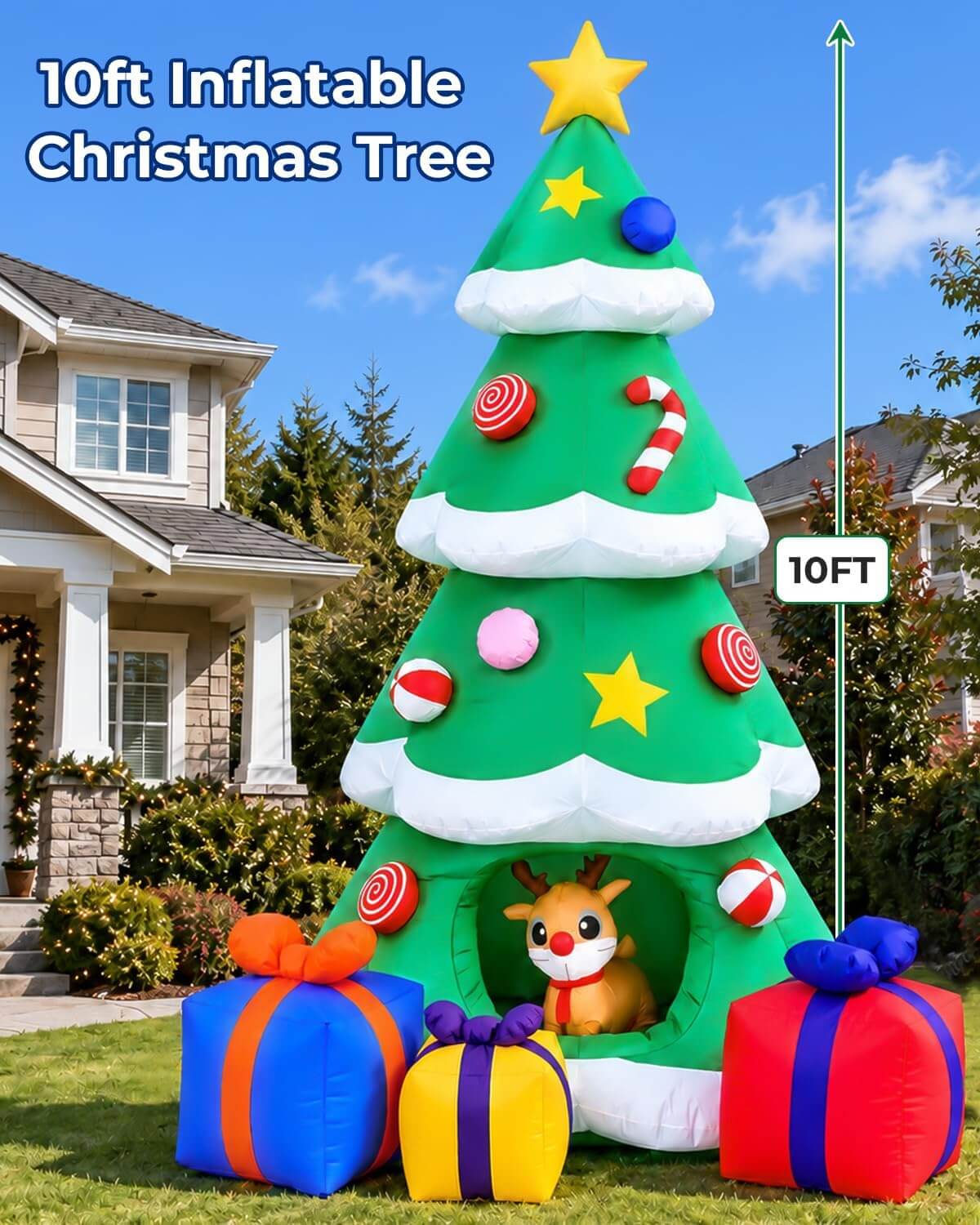 HOYWOUL 10 ft Inflatable Outdoor Christmas Tree