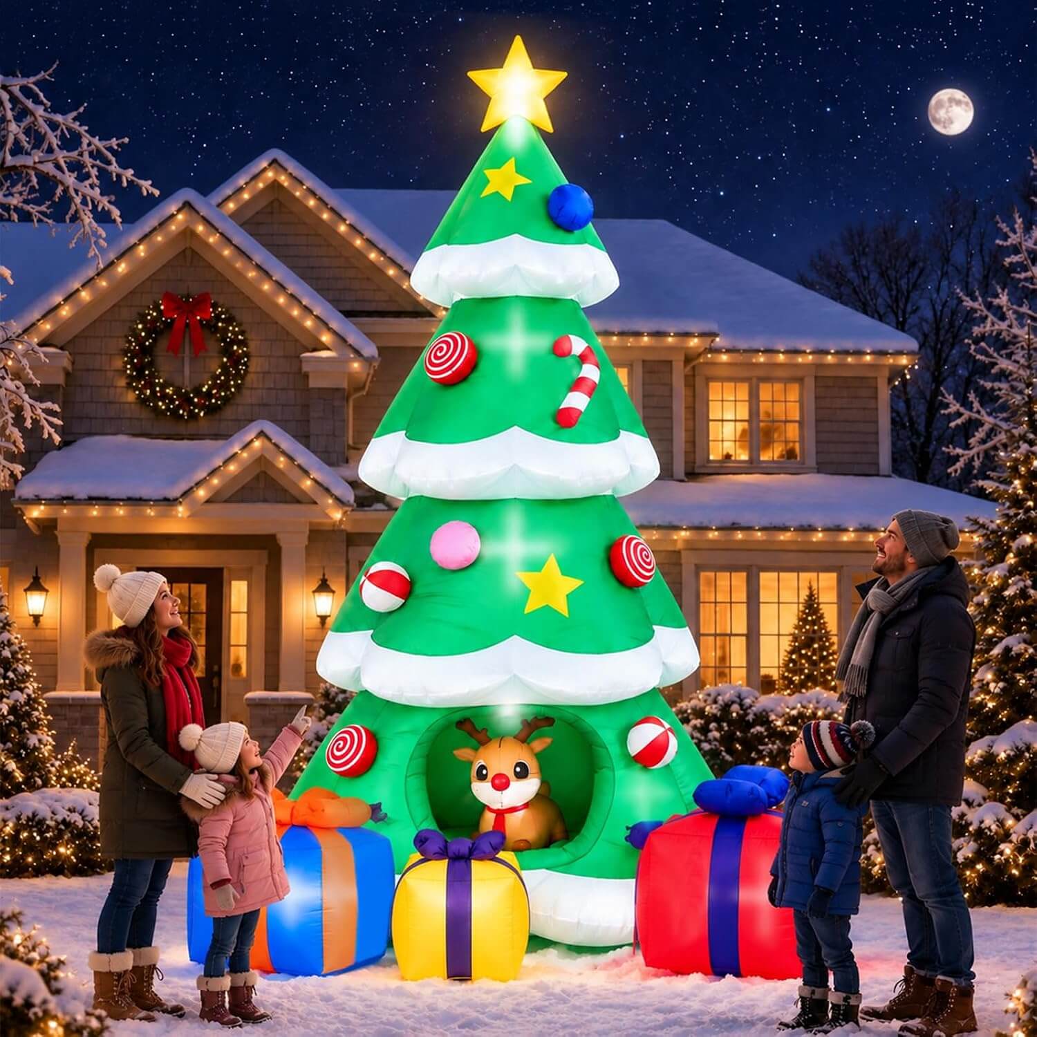 HOYWOUL 10 ft Inflatable Outdoor Christmas Tree