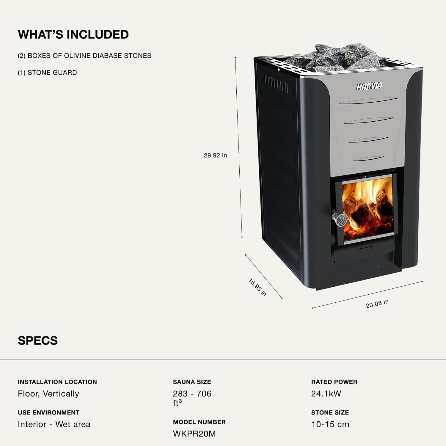 Harvia Pro 20 Wood Burning Sauna Heater