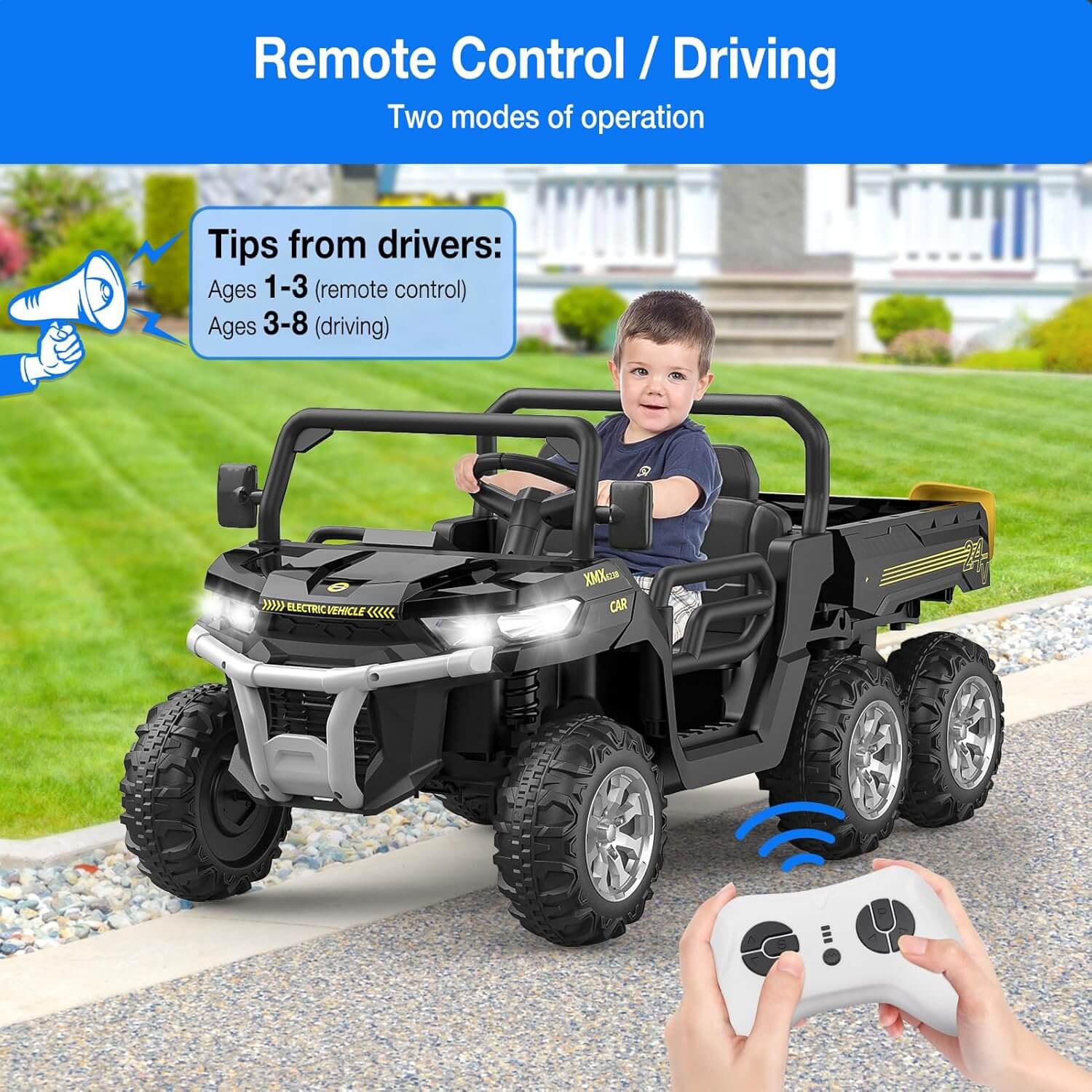 Hetoy 24V 2-Seater Kids Electric Ride-On Dump Truck
