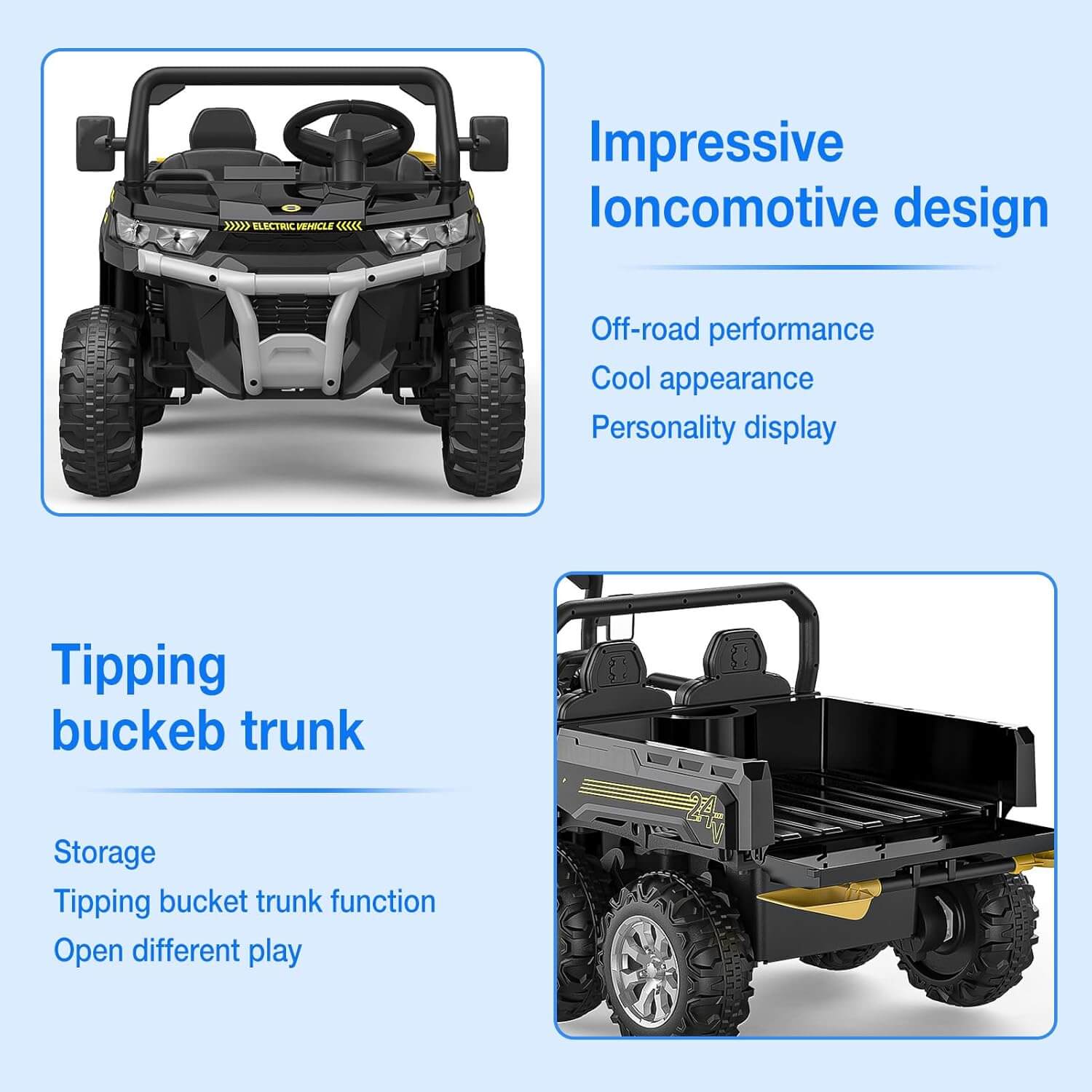 Hetoy 24V 2-Seater Kids Electric Ride-On Dump Truck