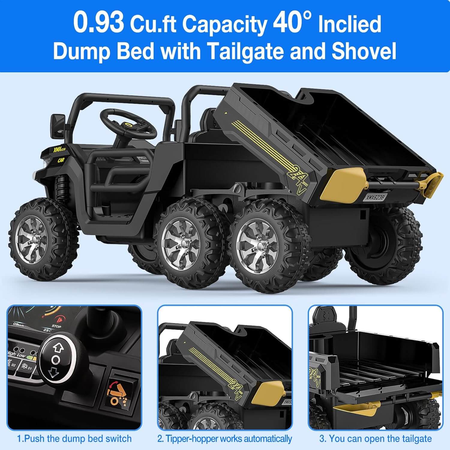Hetoy 24V 2-Seater Kids Electric Ride-On Dump Truck