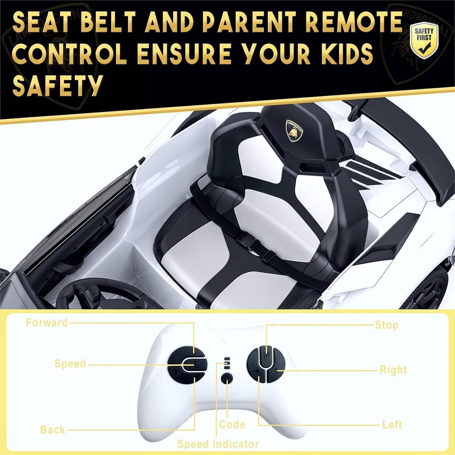 Hetoy LAMBORGHINI 12V Kids Electric Ride-On Car
