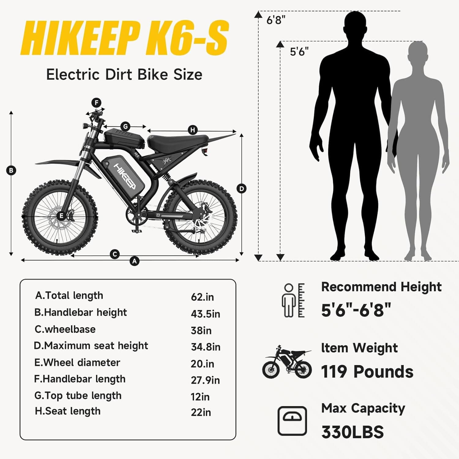 HiKeep K6-S 3000W 52V 40Ah Fat Tire Electric Dirt Bike