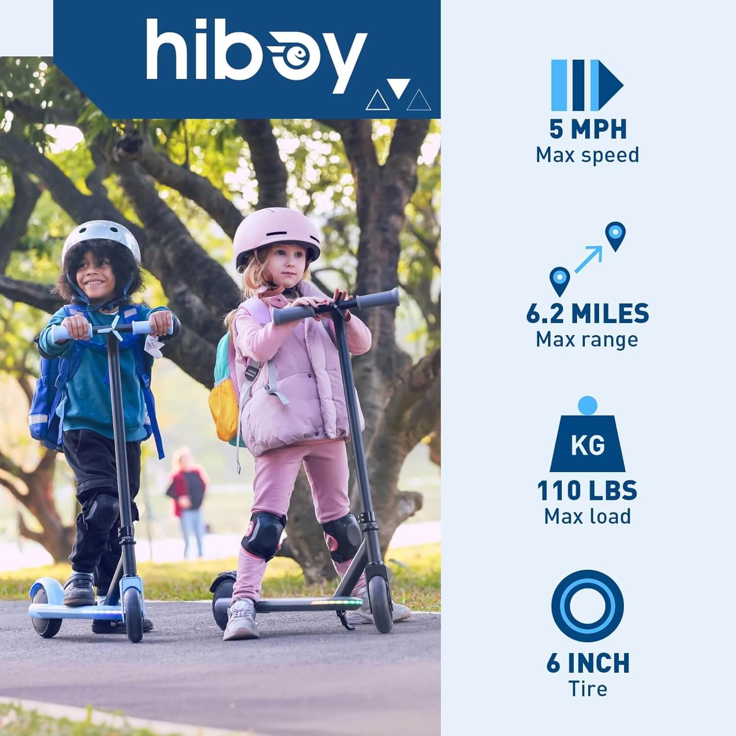 Hiboy ES1 Kids' Electric Scooter, LED Lights