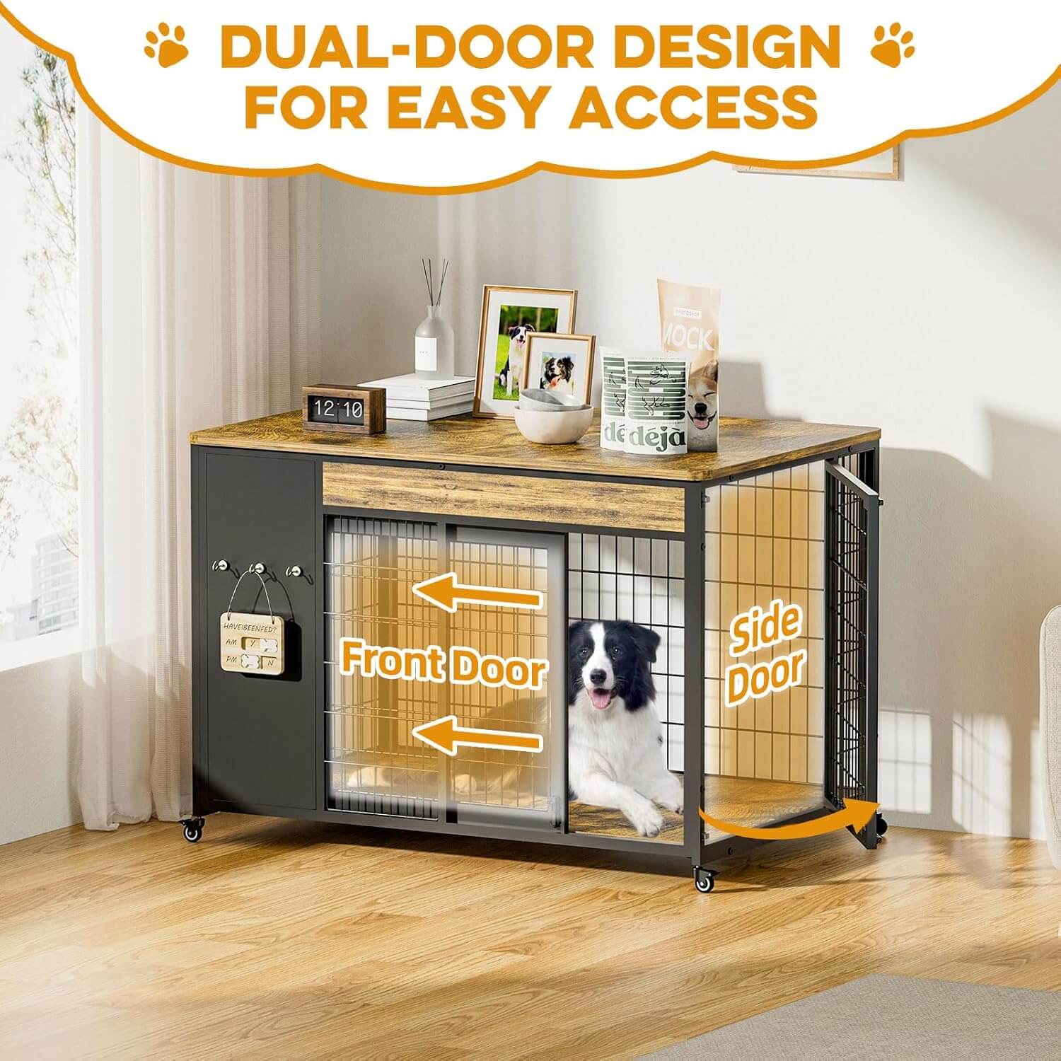 Hugcoz 38" Dual Door Wooden Dog Crate End Table
