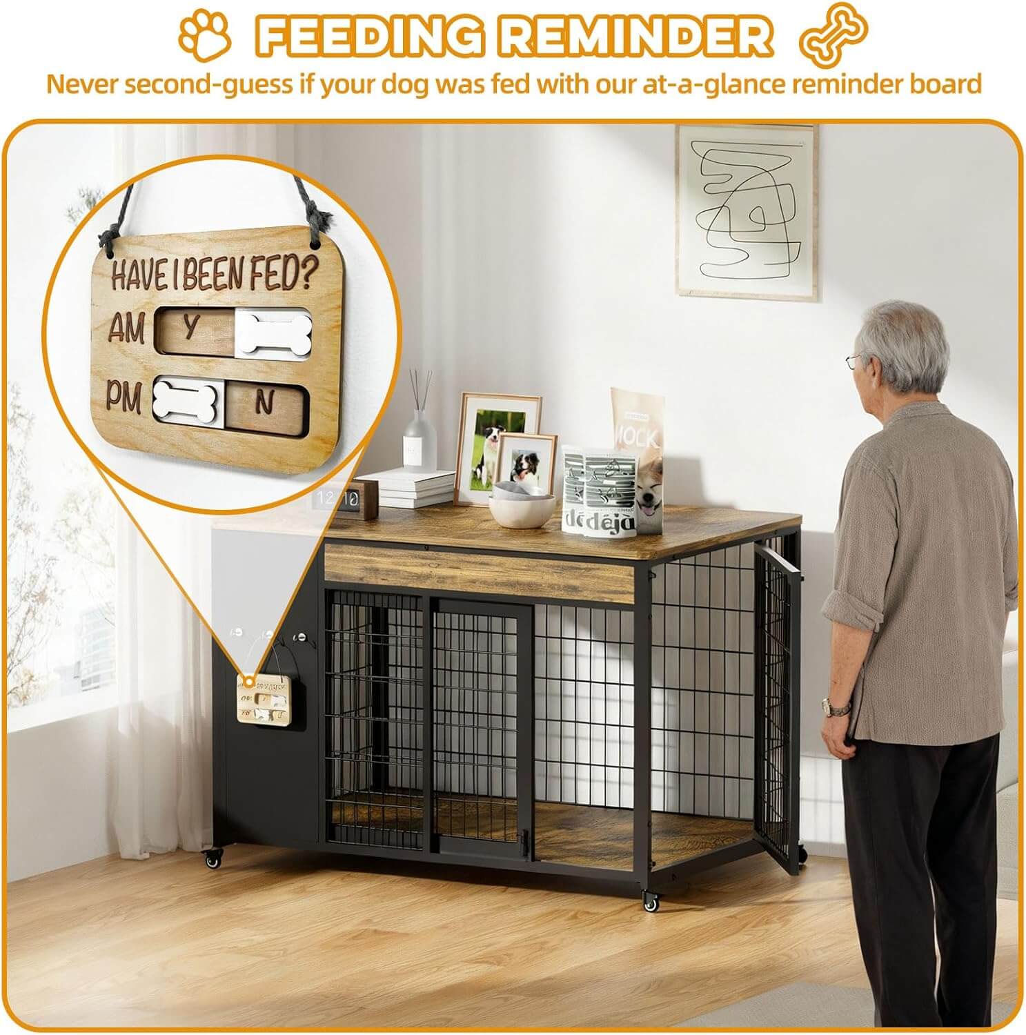 Hugcoz 38" Dual Door Wooden Dog Crate End Table