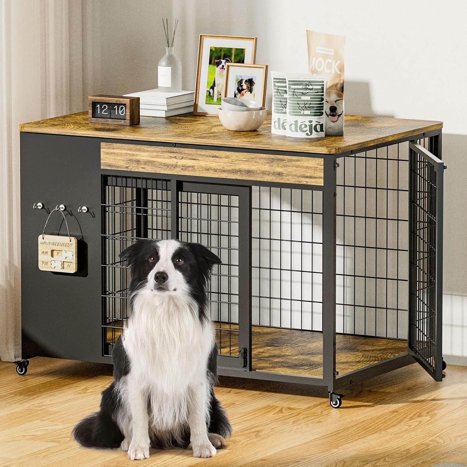 Hugcoz 38" Dual Door Wooden Dog Crate End Table
