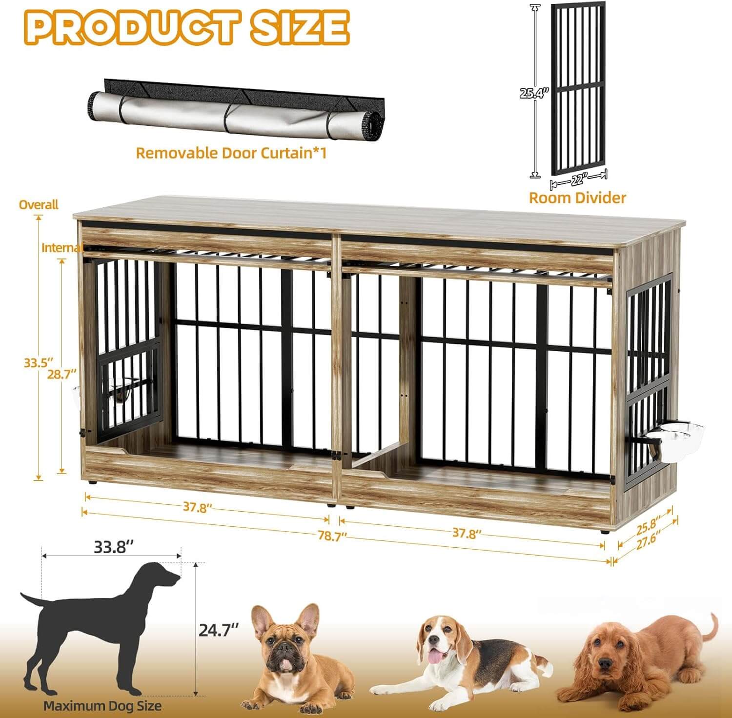 Hugcoz Double Door Wooden Dog Crate End Table