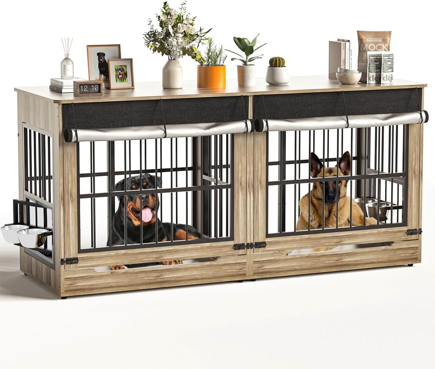 Hugcoz Double Door Wooden Dog Crate End Table