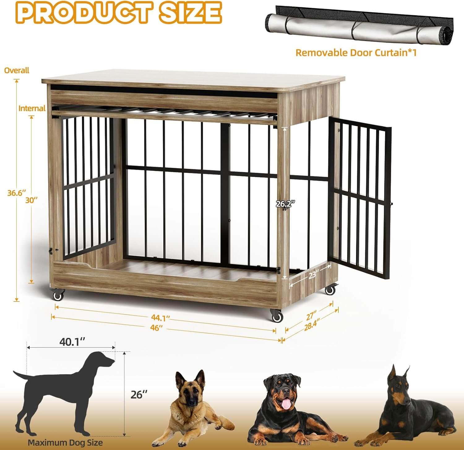 Hugcoz Double Door Wooden Dog Crate End Table
