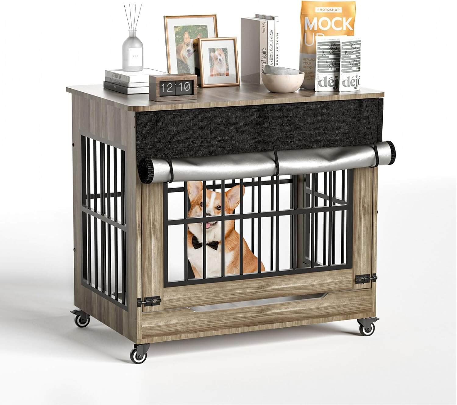 Hugcoz Double Door Wooden Dog Crate End Table