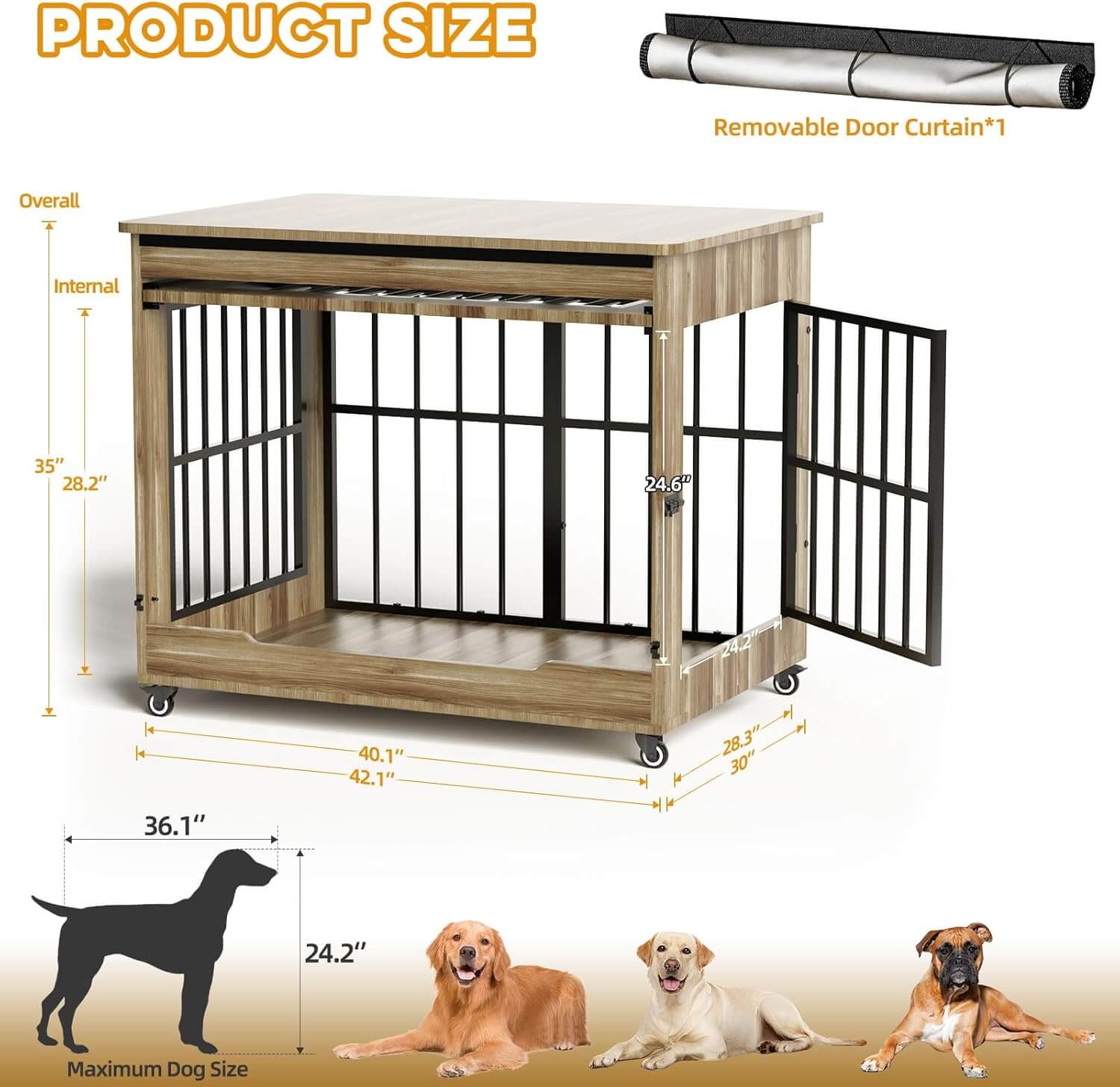 Hugcoz Double Door Wooden Dog Crate End Table