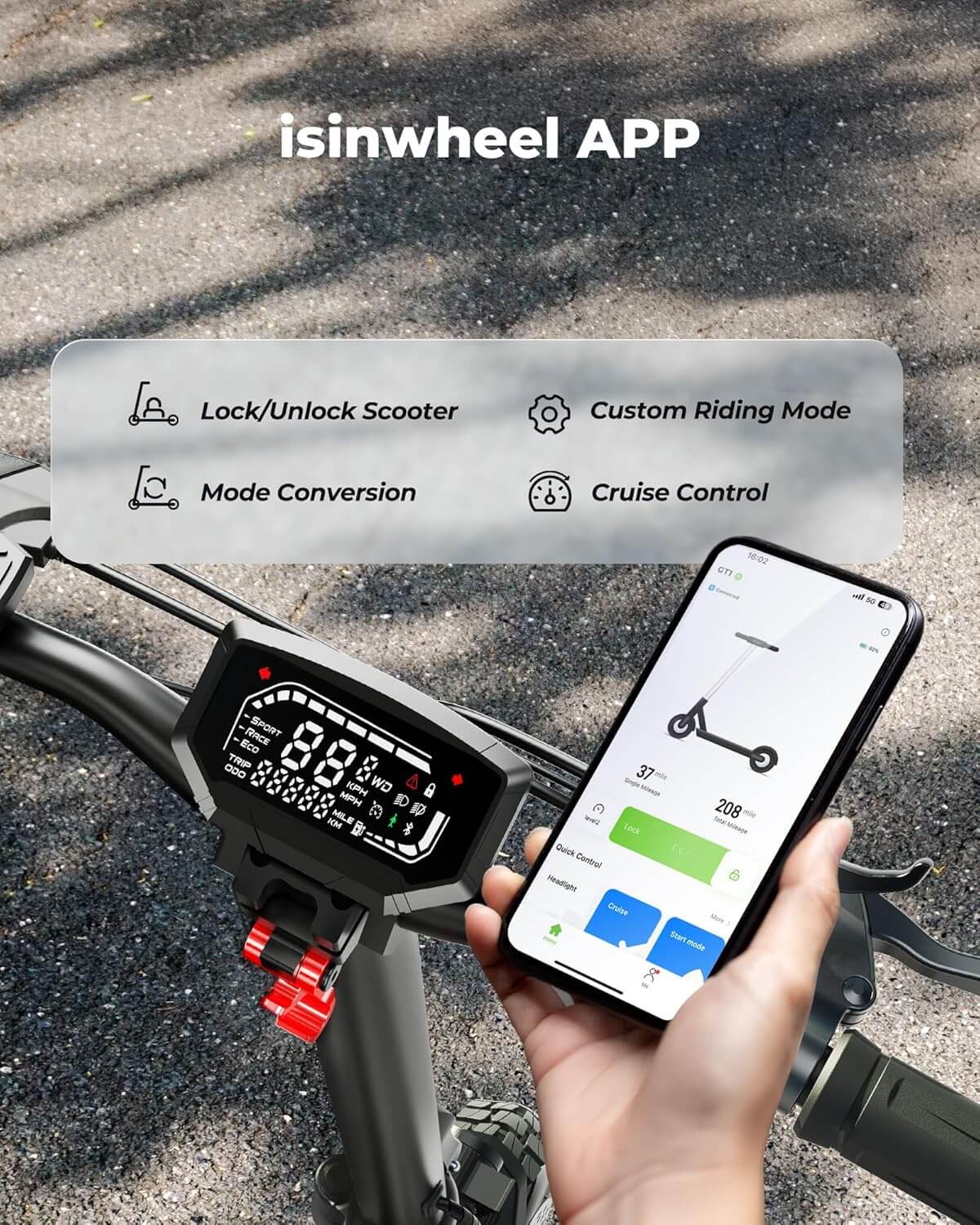 Isinwheel GT1 800W Off-Road Folding Electric Scooter