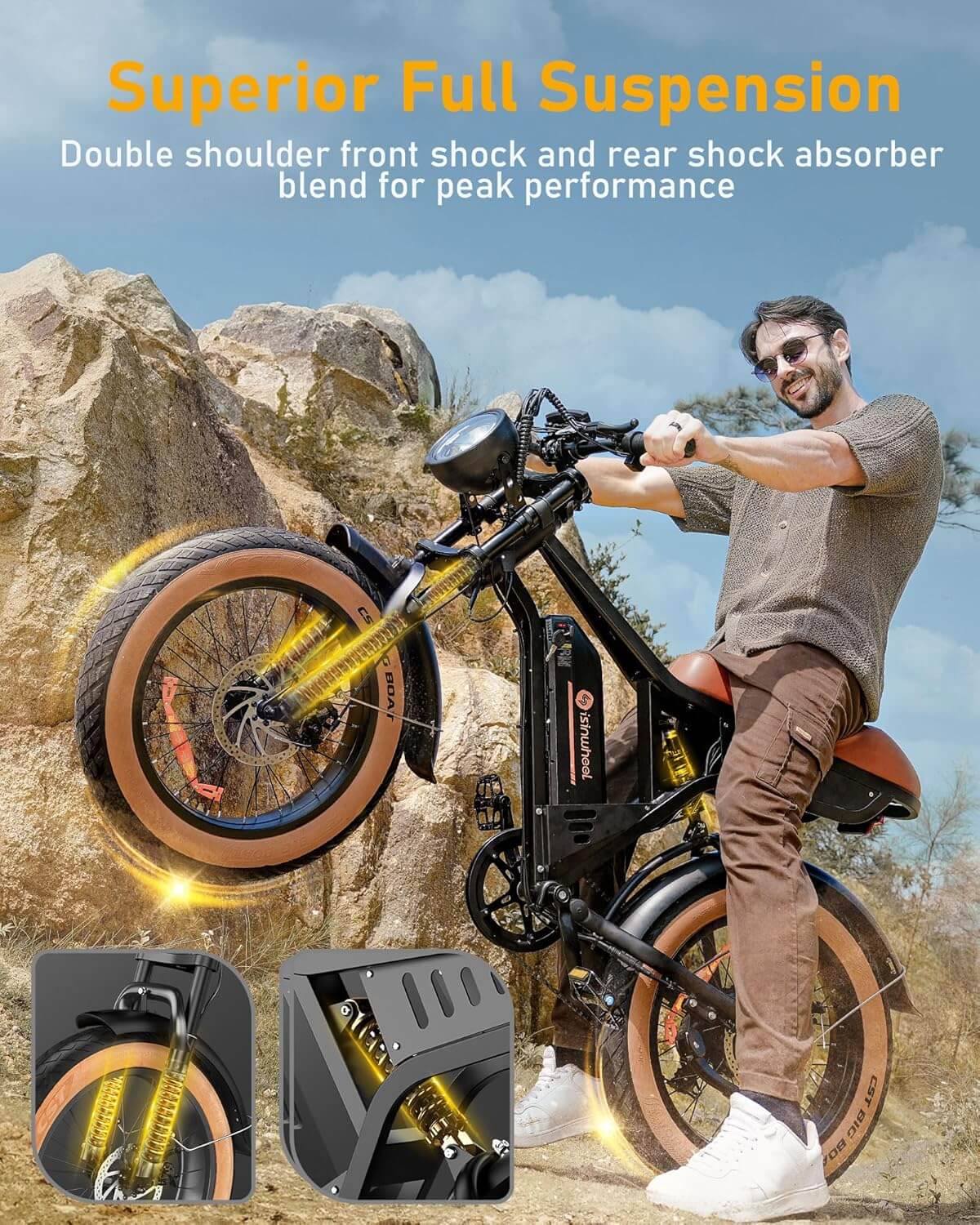 Isinwheel R6 Retro 1500W 48V 7 Speed Full Suspension Electric Bike