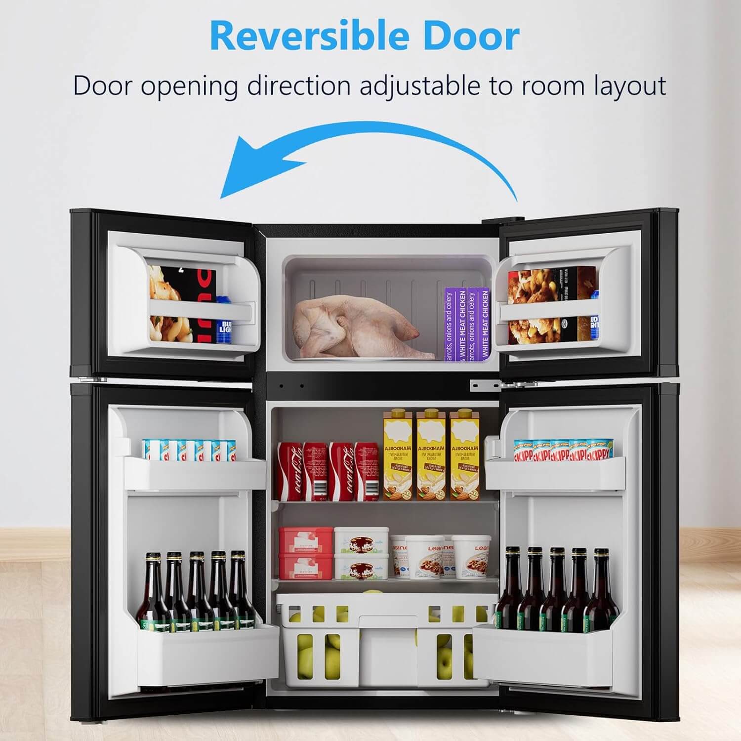 Joy Pebble 3.1 Cu. Ft Compact Small Fridge with Freezer