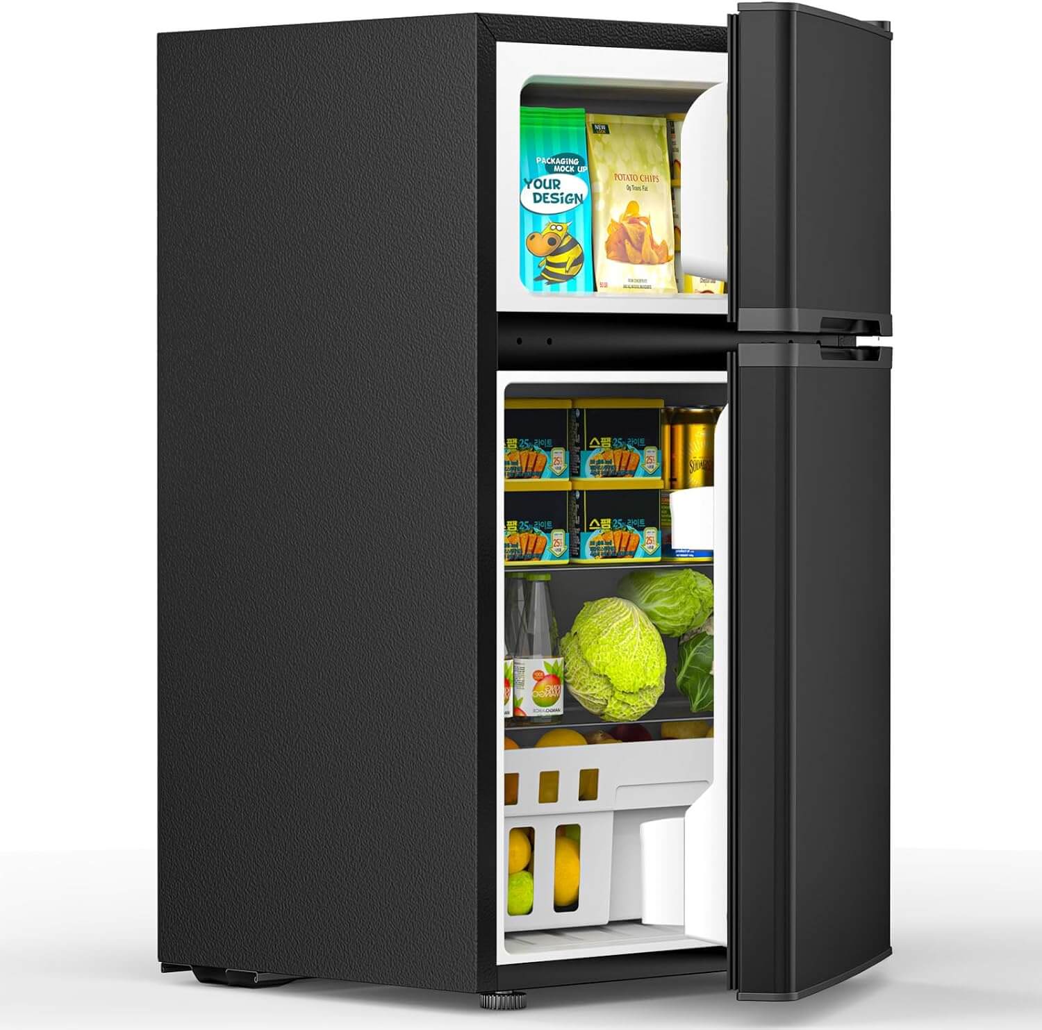 Joy Pebble 3.1 Cu. Ft Compact Small Fridge with Freezer