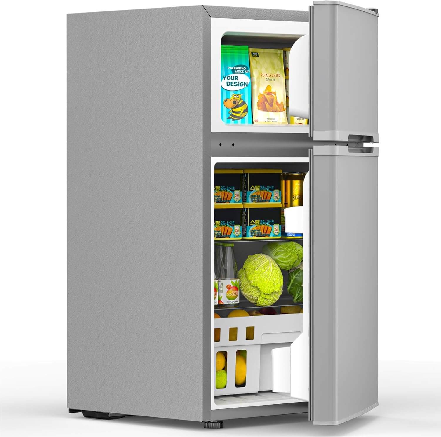 Joy Pebble 3.1 Cu. Ft Compact Small Fridge with Freezer