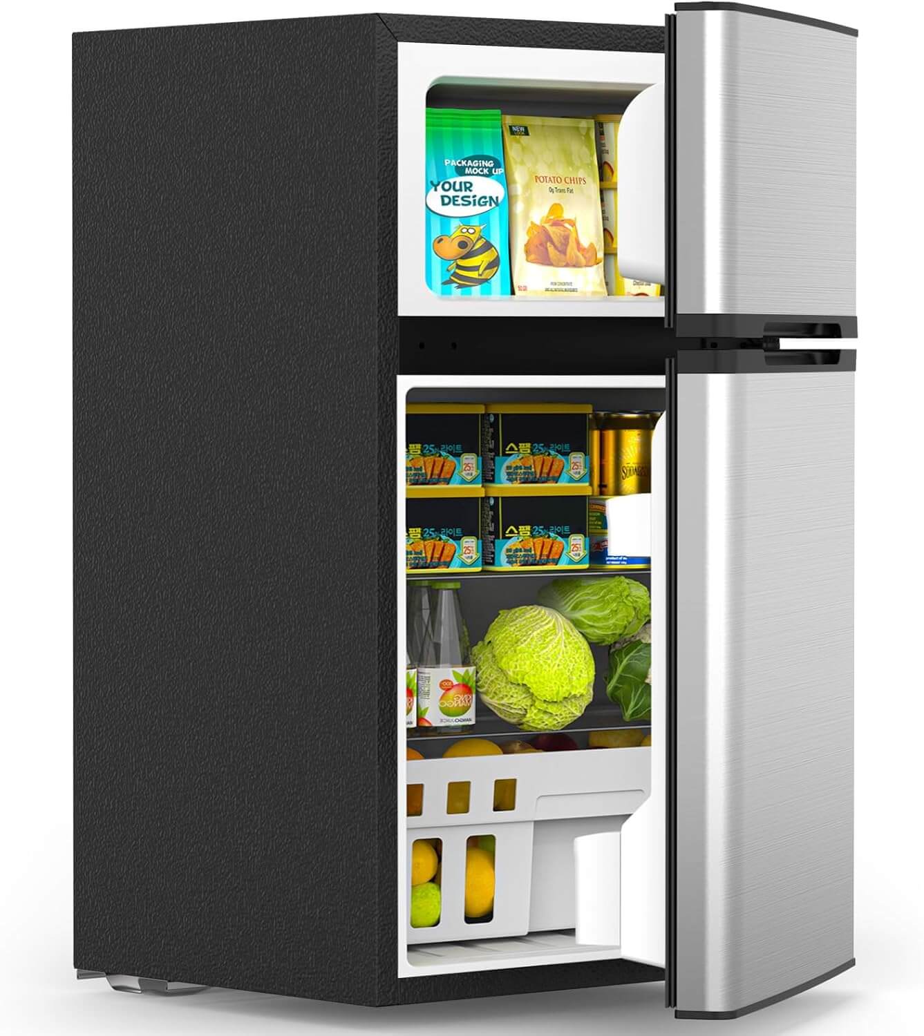 Joy Pebble 3.1 Cu. Ft Compact Small Fridge with Freezer