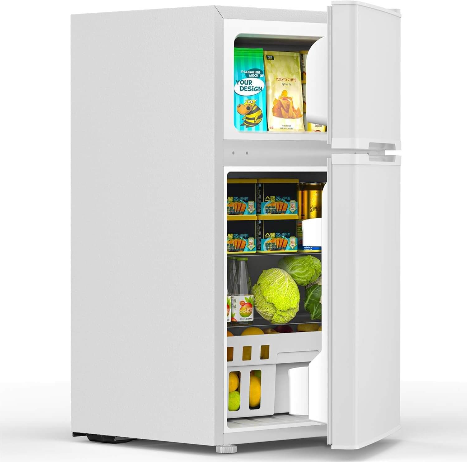 Joy Pebble 3.1 Cu. Ft Compact Small Fridge with Freezer