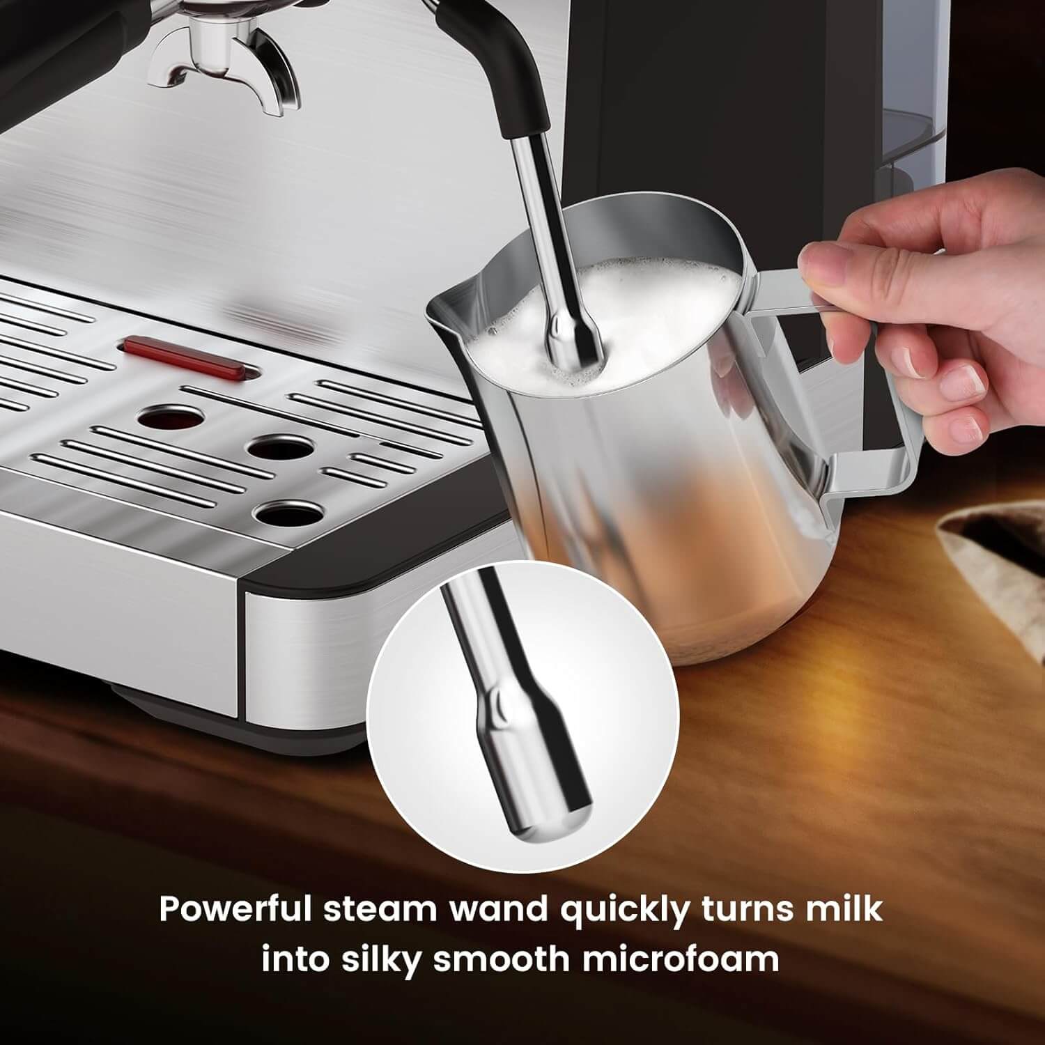 Joy Pebble CM8031 15 Bar Espresso Machine, Grinder & Milk Frother