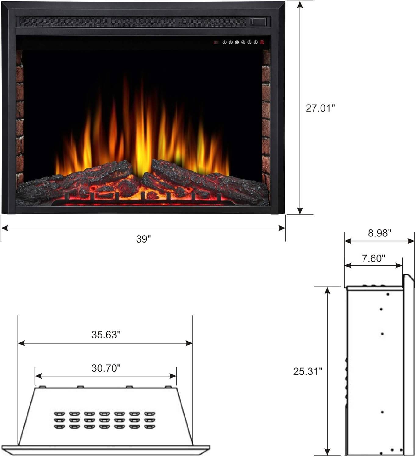 Joy Pebble Recessed Electric Fireplace Insert