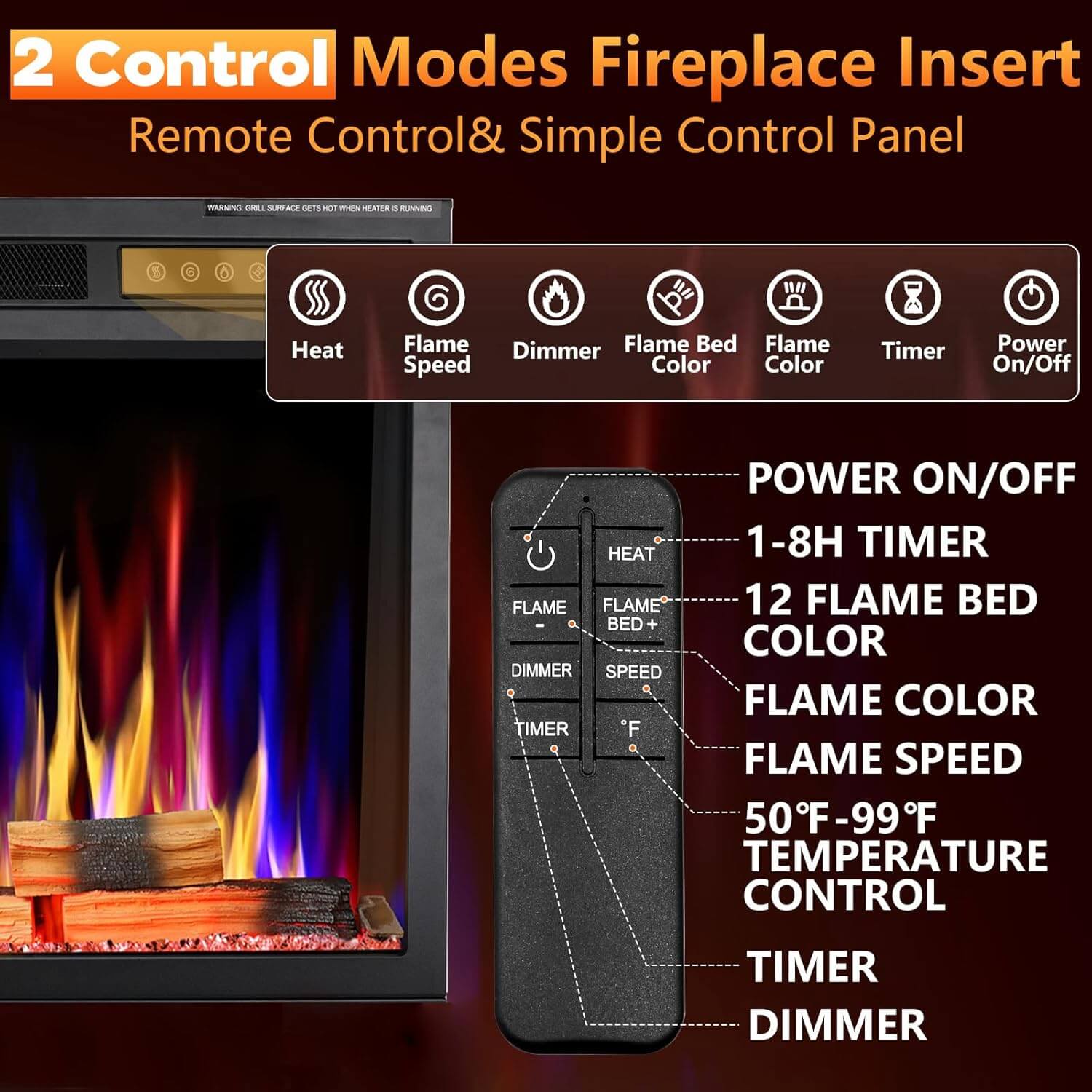 Joy Pebble Recessed Electric Fireplace Insert