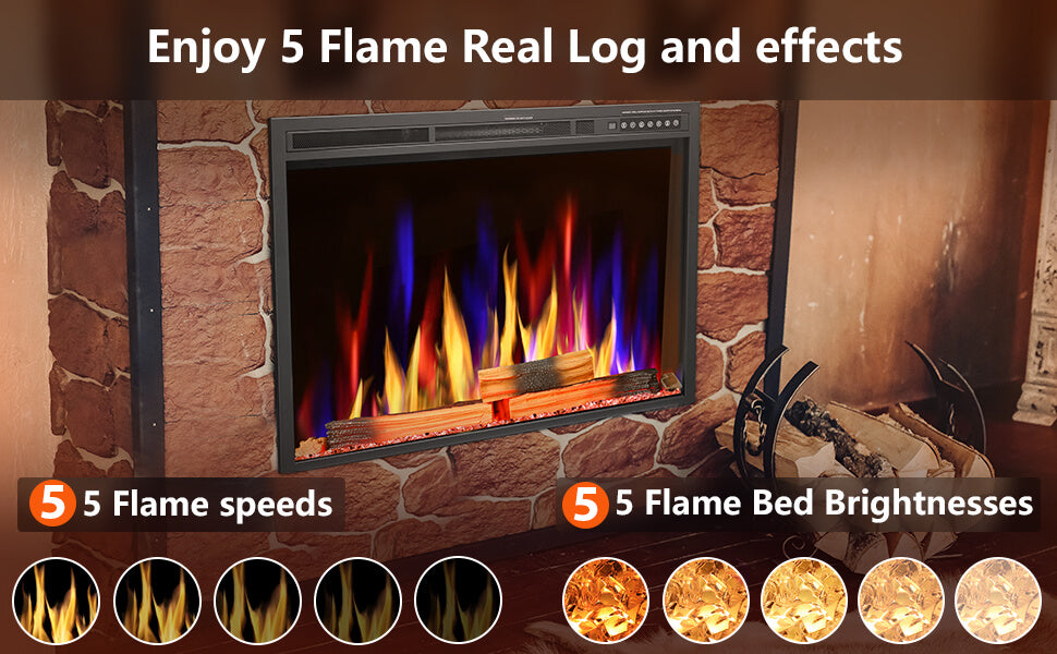 Joy Pebble Recessed Electric Fireplace Insert